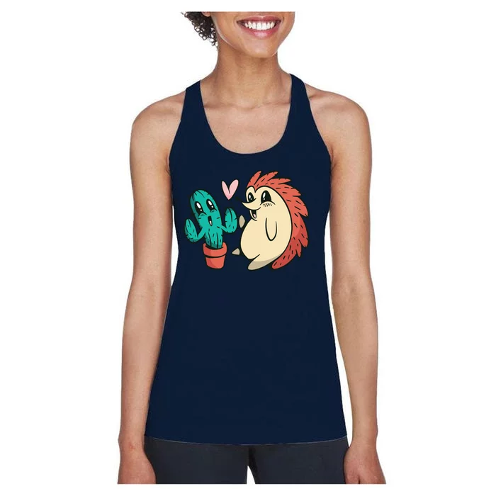 Cute Cactus And Hedgehog Women's Racerback Tank