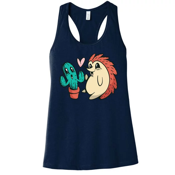 Cute Cactus And Hedgehog Women's Racerback Tank