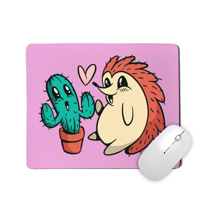 Cute Cactus And Hedgehog Mousepad