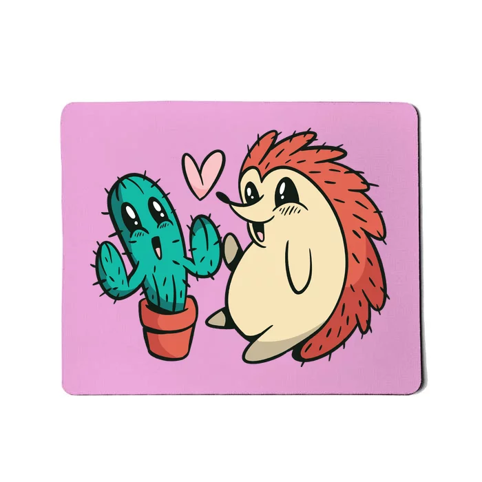 Cute Cactus And Hedgehog Mousepad