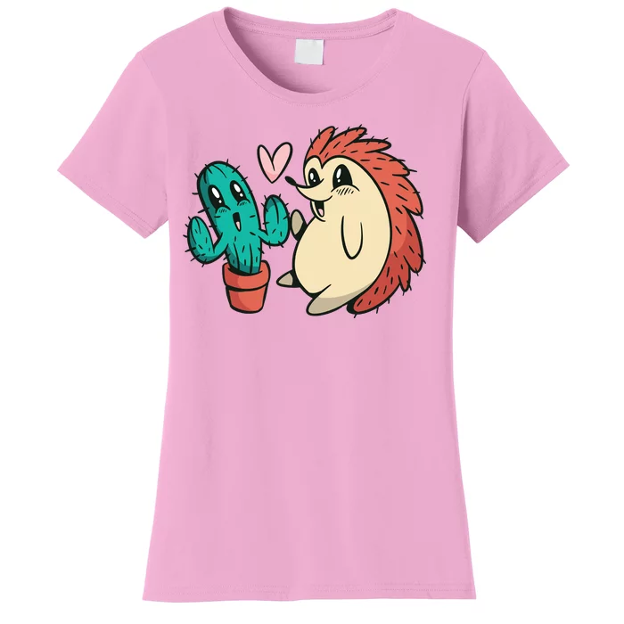 Cute Cactus And Hedgehog Women's T-Shirt