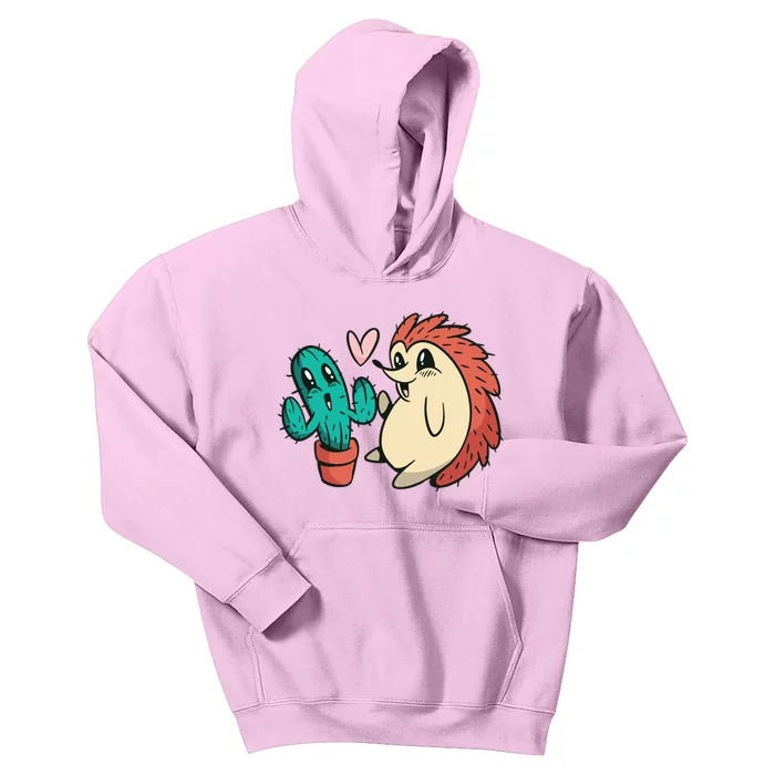 Cute Cactus And Hedgehog Kids Hoodie