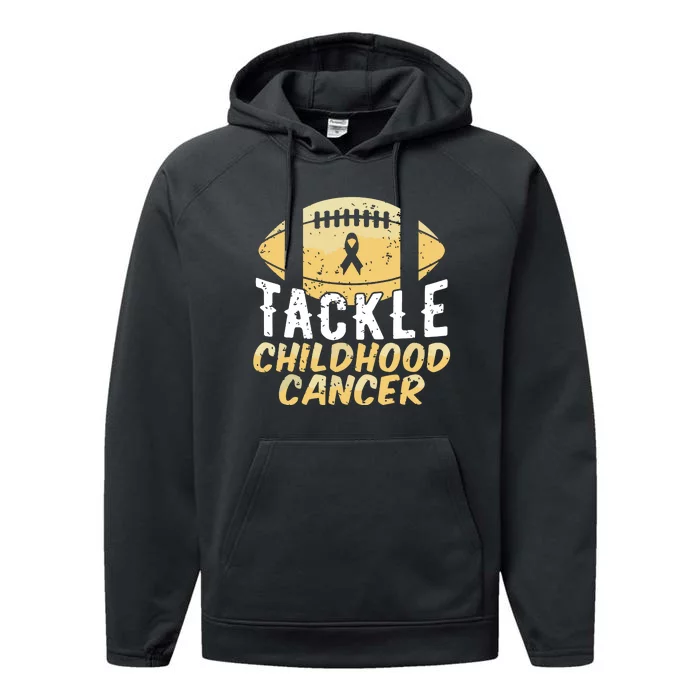 Childhood Cancer Awareness Tackle Childhood Cancer Football Performance Fleece Hoodie