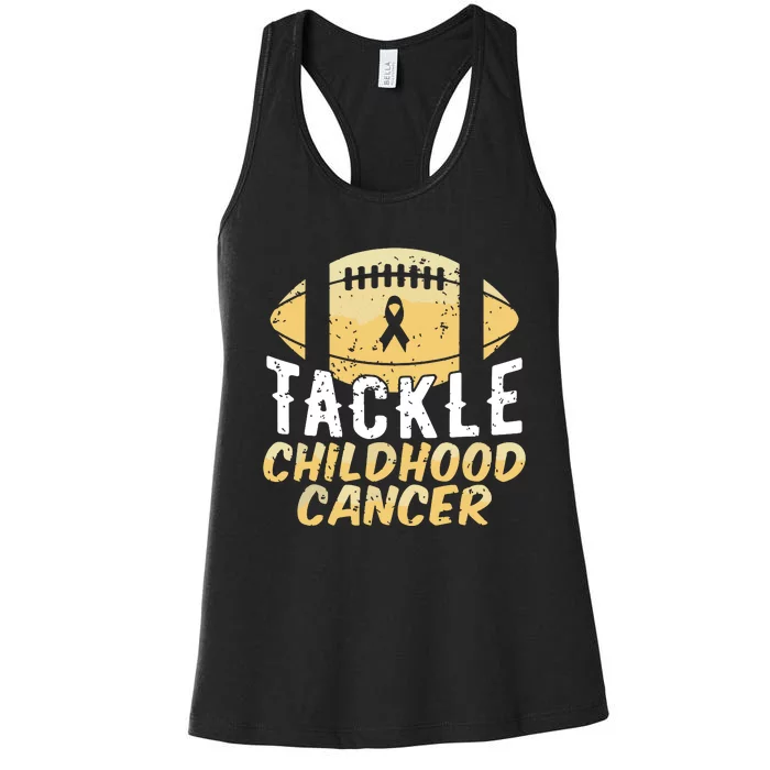 Childhood Cancer Awareness Tackle Childhood Cancer Football Women's Racerback Tank