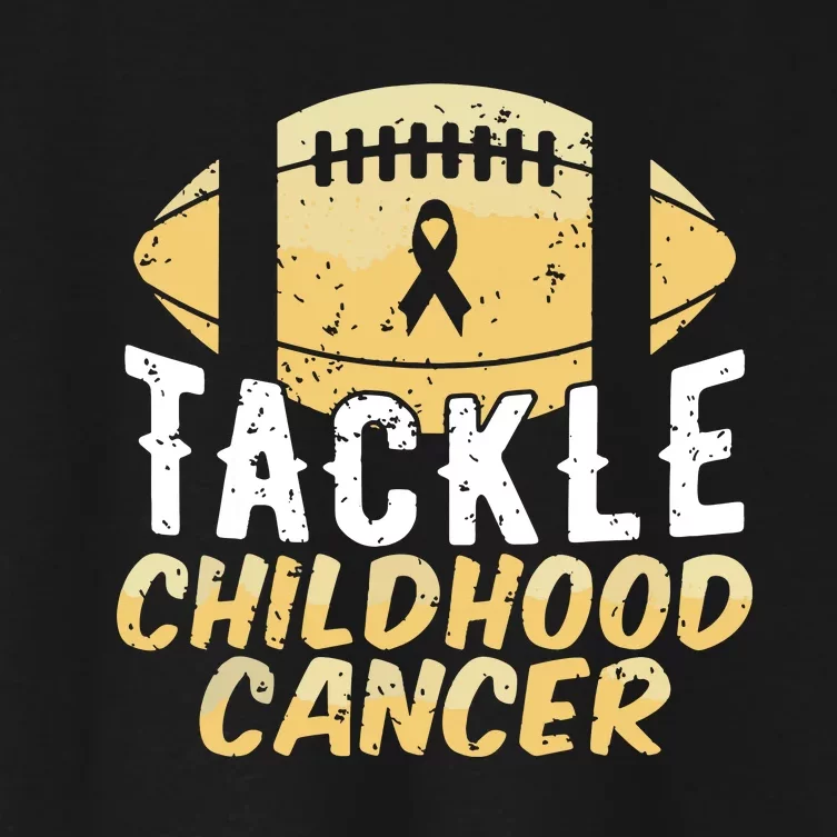 Childhood Cancer Awareness Tackle Childhood Cancer Football Women's Crop Top Tee