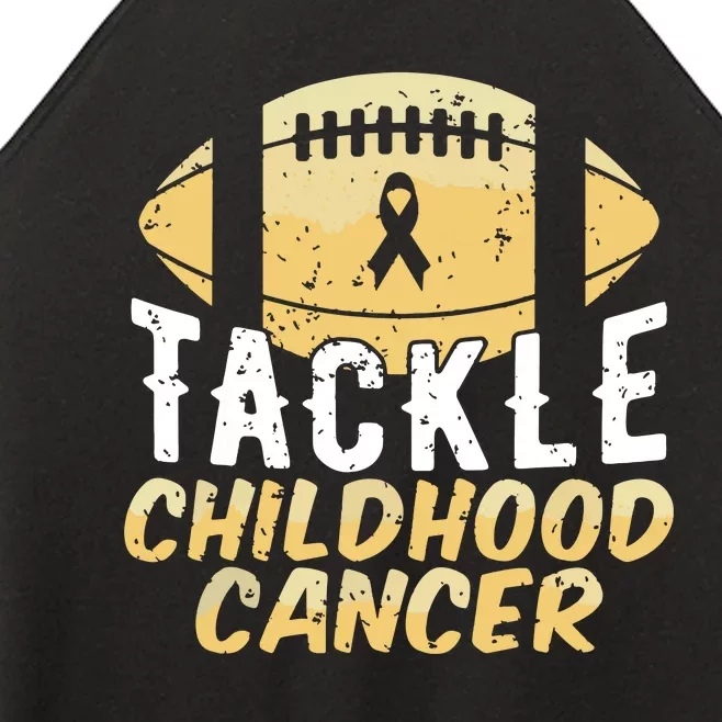 Childhood Cancer Awareness Tackle Childhood Cancer Football Women’s Perfect Tri Rocker Tank