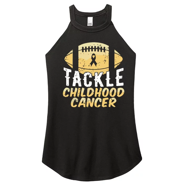 Childhood Cancer Awareness Tackle Childhood Cancer Football Women’s Perfect Tri Rocker Tank