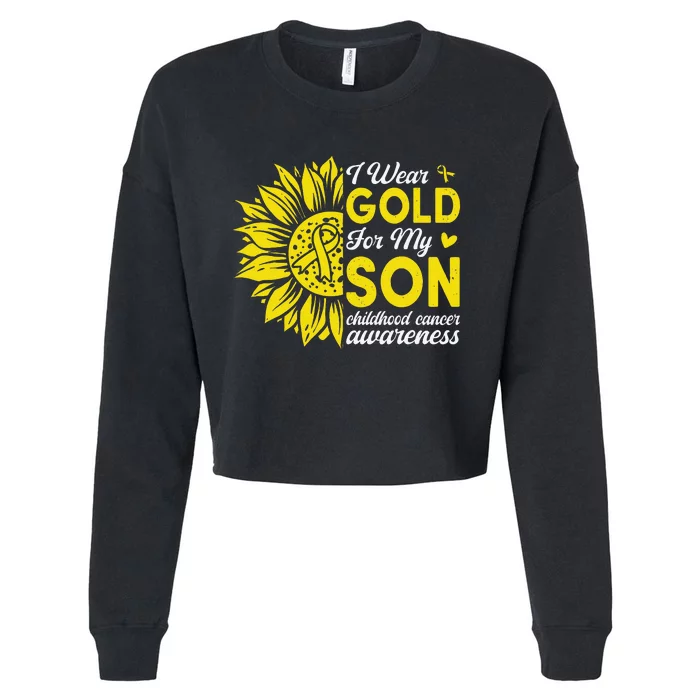 Childhood Cancer Awareness Warrior Gift Cropped Pullover Crew