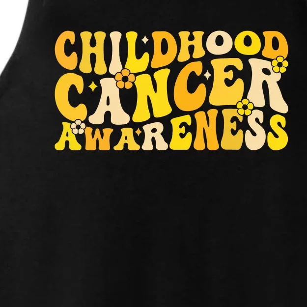 Childhood Cancer Awareness Rainbow Awareness Ribbon Ladies Tri-Blend Wicking Tank