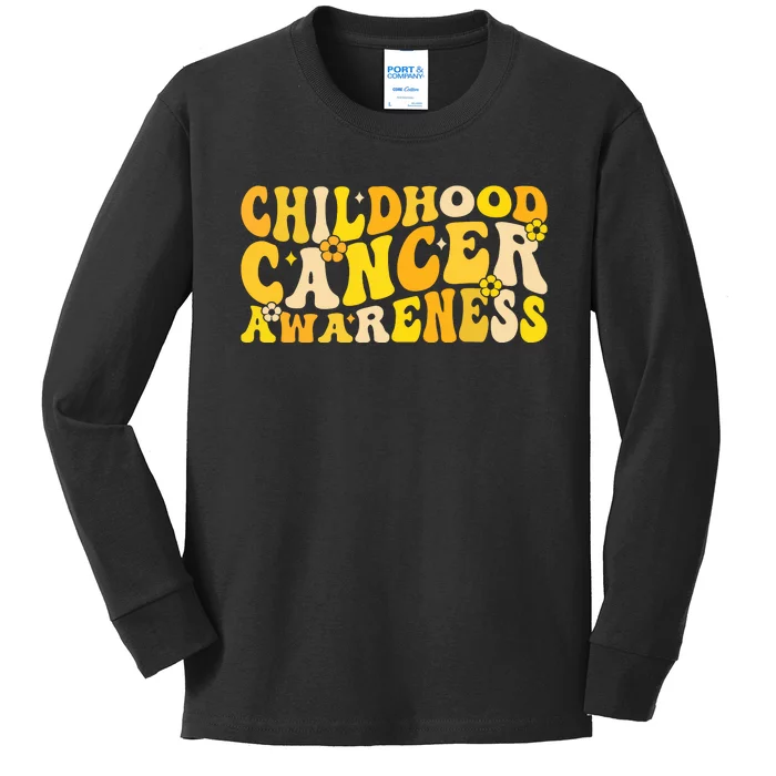 Childhood Cancer Awareness Rainbow Awareness Ribbon Kids Long Sleeve Shirt