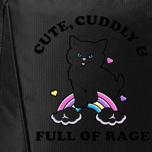 Cute Cuddly And Full Of Rage Cute Cat With Rainbow City Backpack