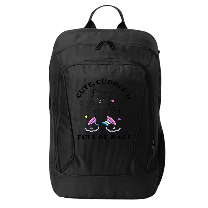 Cute Cuddly And Full Of Rage Cute Cat With Rainbow City Backpack