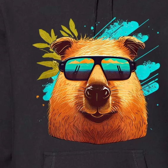 Capybara Cute And Funny Capybara Cool Sunglasses Premium Hoodie