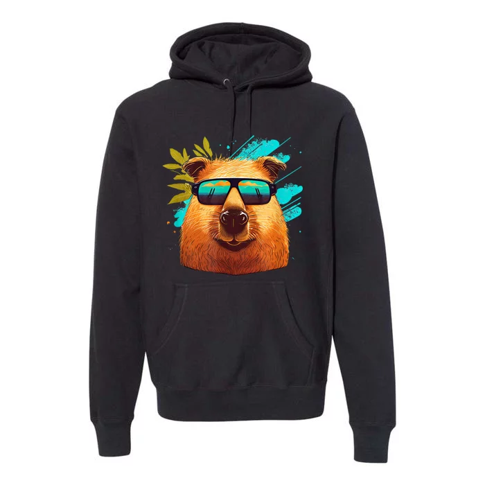 Capybara Cute And Funny Capybara Cool Sunglasses Premium Hoodie