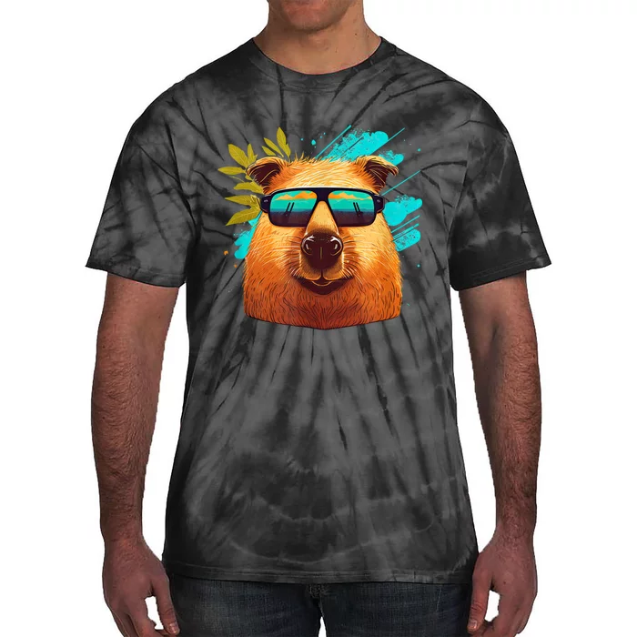 Capybara Cute And Funny Capybara Cool Sunglasses Tie-Dye T-Shirt