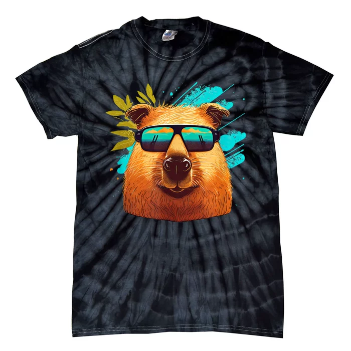 Capybara Cute And Funny Capybara Cool Sunglasses Tie-Dye T-Shirt