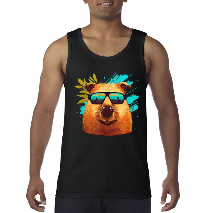 Capybara Cute And Funny Capybara Cool Sunglasses Tank Top