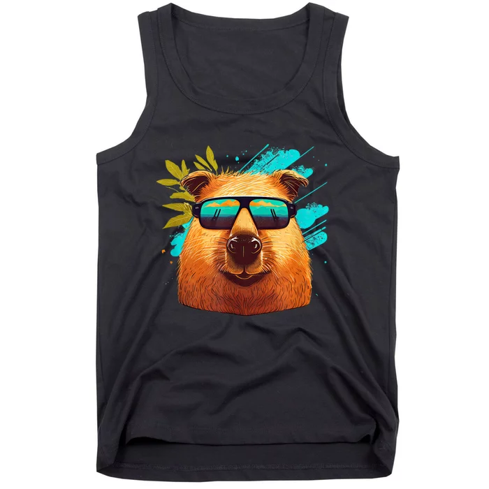 Capybara Cute And Funny Capybara Cool Sunglasses Tank Top