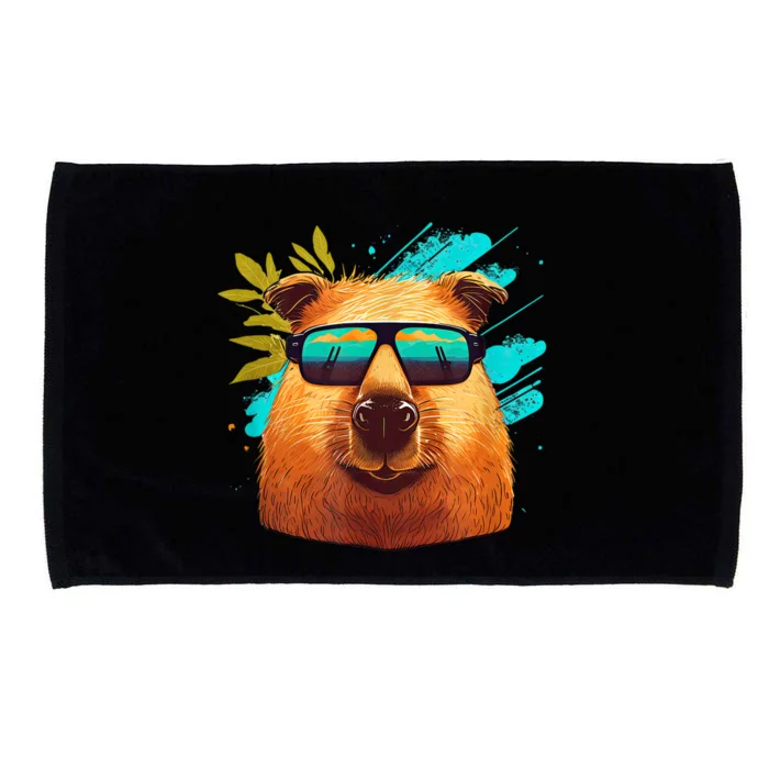 Capybara Cute And Funny Capybara Cool Sunglasses Microfiber Hand Towel