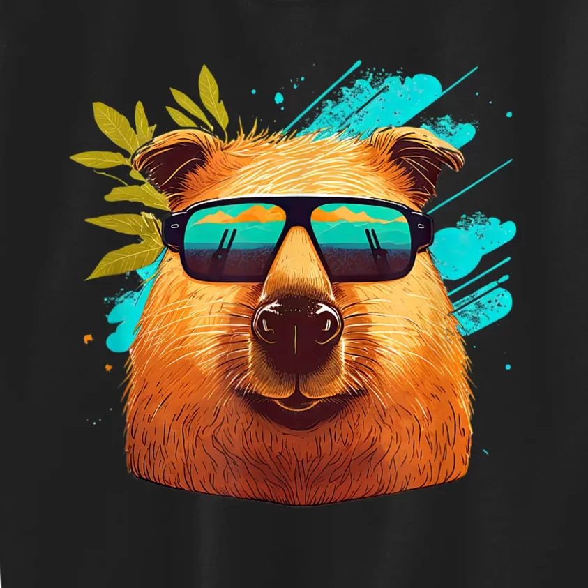 Capybara Cute And Funny Capybara Cool Sunglasses Kids Sweatshirt