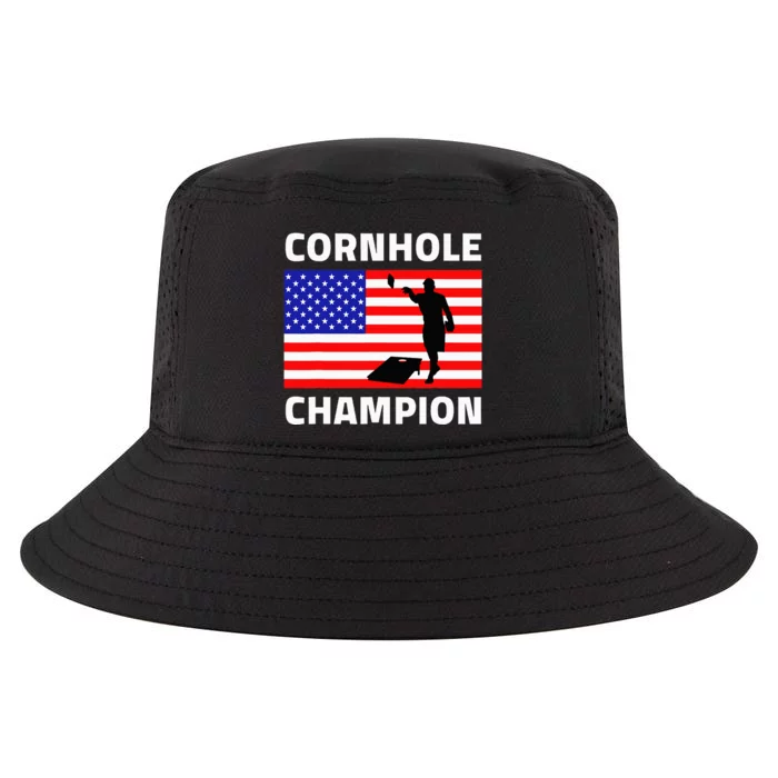 Cornhole Champion American Flag Usa Cool Comfort Performance Bucket Hat