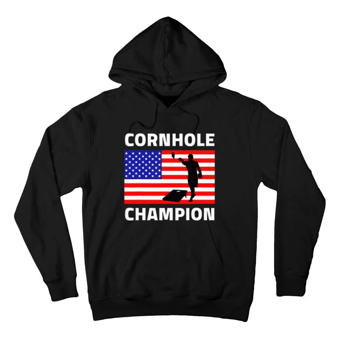 Cornhole Champion American Flag Usa Tall Hoodie