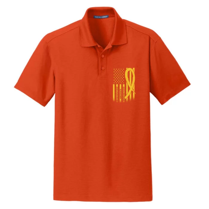 Childhood Cancer Awareness US Flag Dry Zone Grid Performance Polo