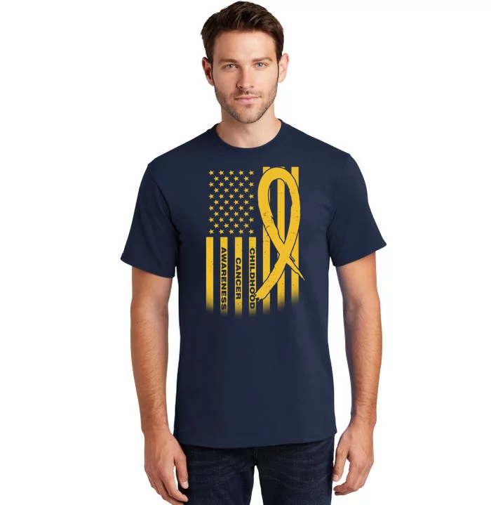 Childhood Cancer Awareness US Flag Tall T-Shirt