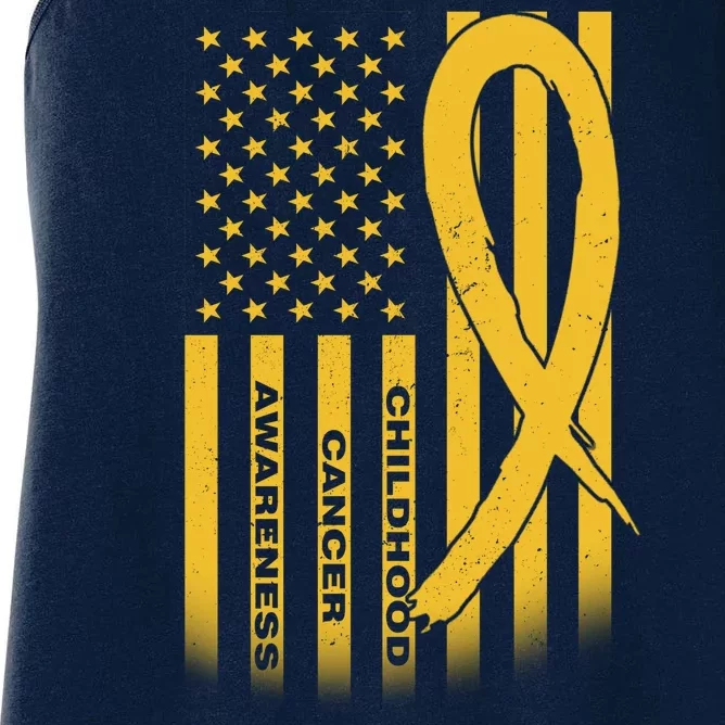 Childhood Cancer Awareness US Flag Women's Racerback Tank