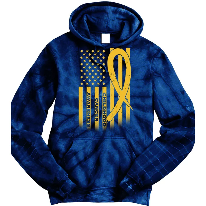 Childhood Cancer Awareness US Flag Tie Dye Hoodie