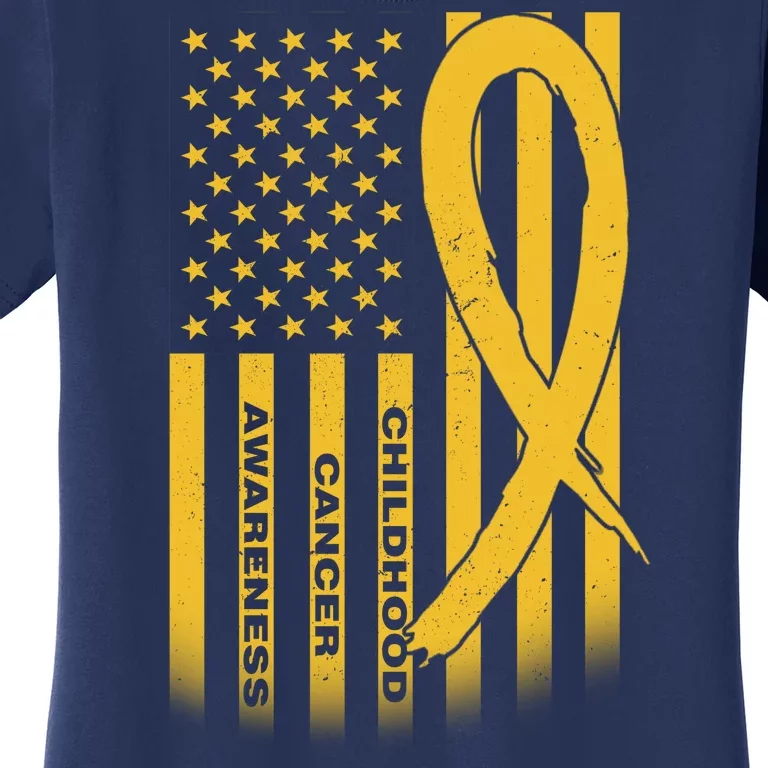 Childhood Cancer Awareness US Flag Women's T-Shirt