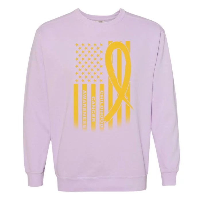 Childhood Cancer Awareness US Flag Garment-Dyed Sweatshirt