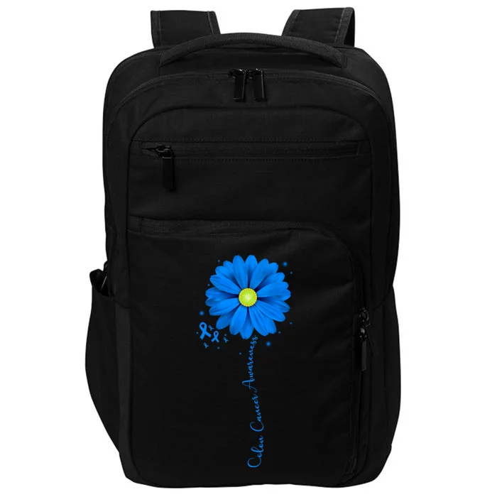 Colon Cancer Awareness Sunflower Ribbon Impact Tech Backpack