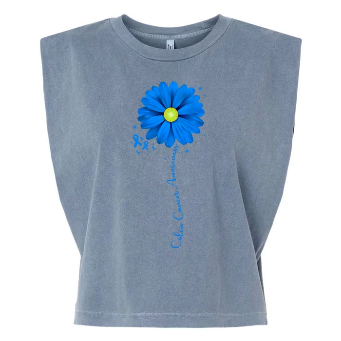 Colon Cancer Awareness Sunflower Ribbon Garment-Dyed Women's Muscle Tee