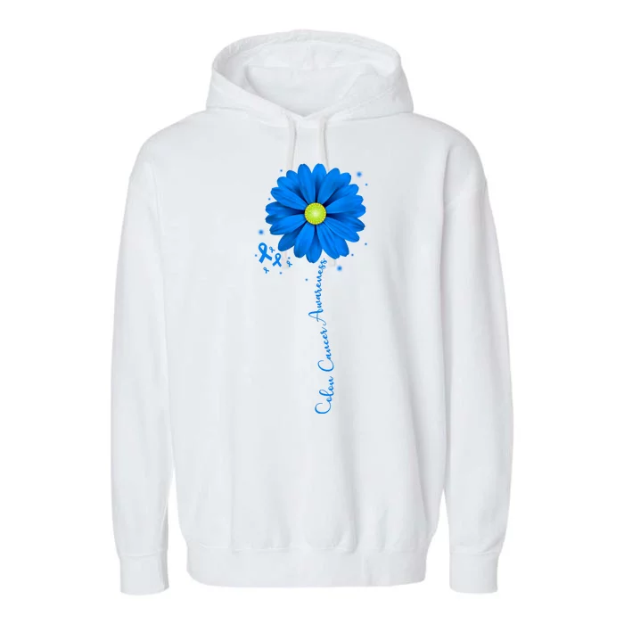 Colon Cancer Awareness Sunflower Ribbon Garment-Dyed Fleece Hoodie