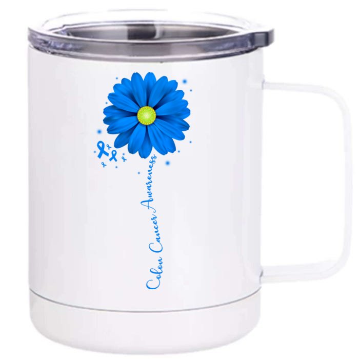 Colon Cancer Awareness Sunflower Ribbon Front & Back 12oz Stainless Steel Tumbler Cup