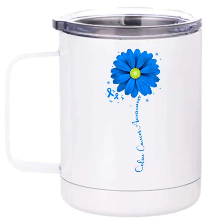 Colon Cancer Awareness Sunflower Ribbon Front & Back 12oz Stainless Steel Tumbler Cup