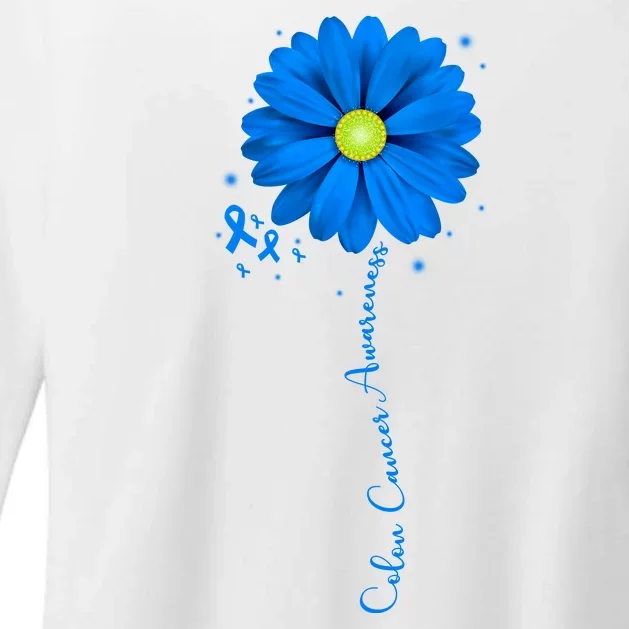 Colon Cancer Awareness Sunflower Ribbon Womens CVC Long Sleeve Shirt