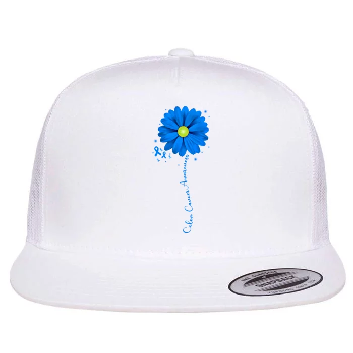 Colon Cancer Awareness Sunflower Ribbon Flat Bill Trucker Hat