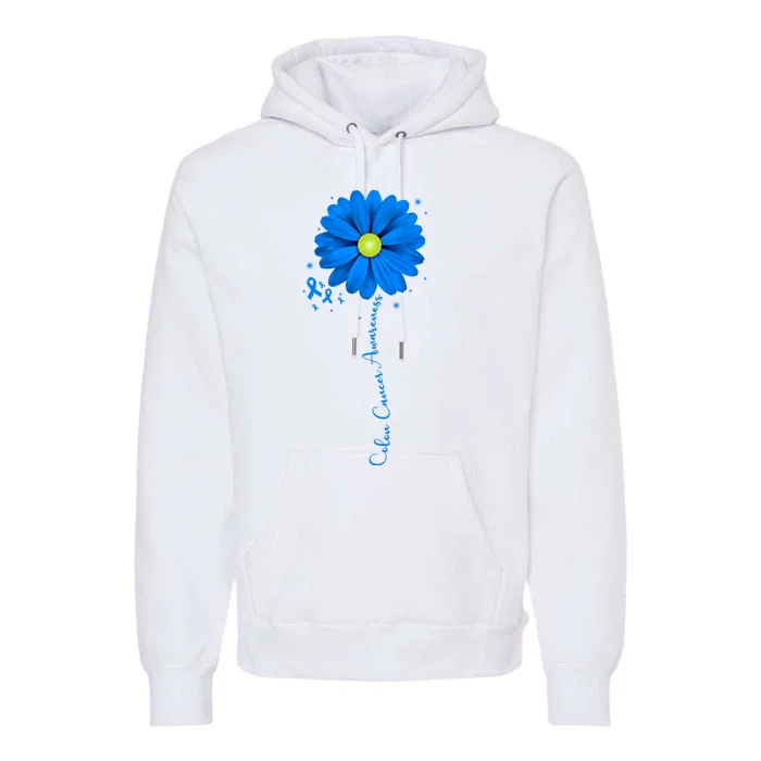 Colon Cancer Awareness Sunflower Ribbon Premium Hoodie