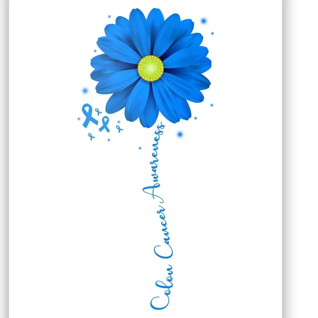 Colon Cancer Awareness Sunflower Ribbon Poster