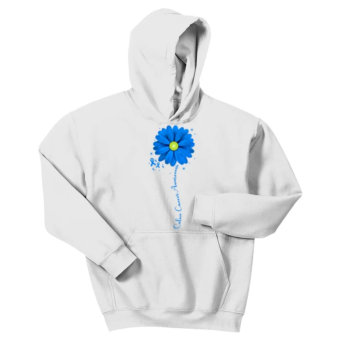 Colon Cancer Awareness Sunflower Ribbon Kids Hoodie