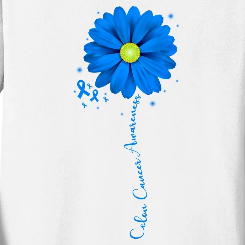 Colon Cancer Awareness Sunflower Ribbon Kids Long Sleeve Shirt