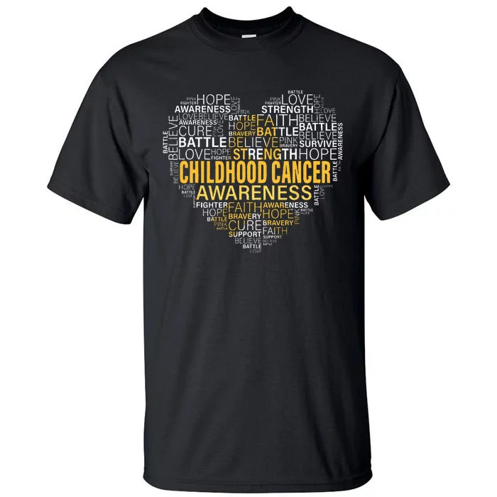 Childhood Cancer Awareness Hope Support Strong Warrior Tall T-Shirt