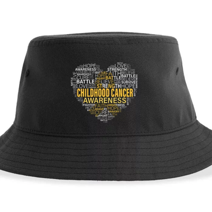 Childhood Cancer Awareness Hope Support Strong Warrior Sustainable Bucket Hat