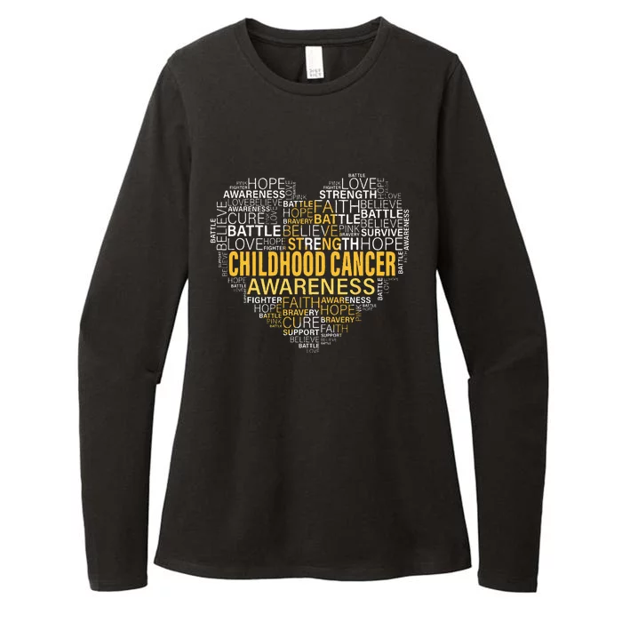 Childhood Cancer Awareness Hope Support Strong Warrior Womens CVC Long Sleeve Shirt