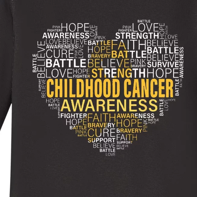 Childhood Cancer Awareness Hope Support Strong Warrior Baby Long Sleeve Bodysuit