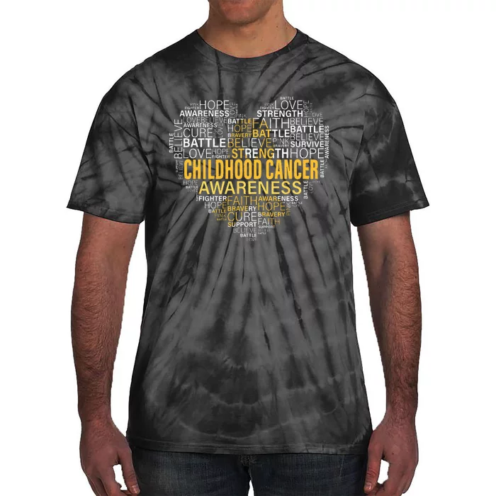 Childhood Cancer Awareness Hope Support Strong Warrior Tie-Dye T-Shirt