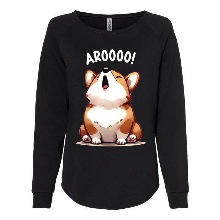 Cute Corgi Arooo Howl Puppy Lovers Dog Mom Gift Womens California Wash Sweatshirt