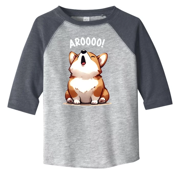 Cute Corgi Arooo Howl Puppy Lovers Dog Mom Gift Toddler Fine Jersey T-Shirt